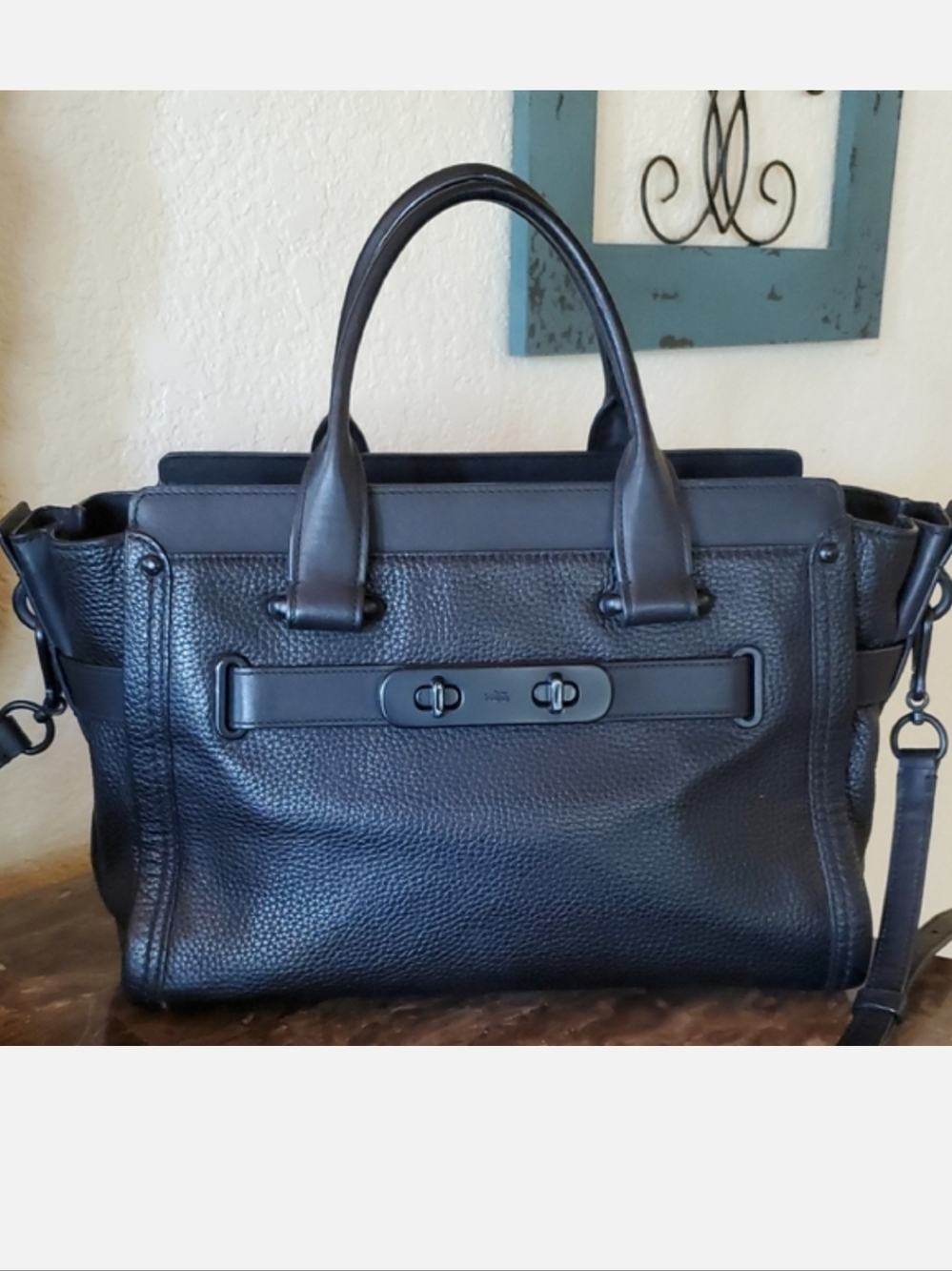 Coach Swagger 27 All Black Bag